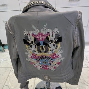 Philipp Plein Sick Multicolored Leather Jacket with Studs